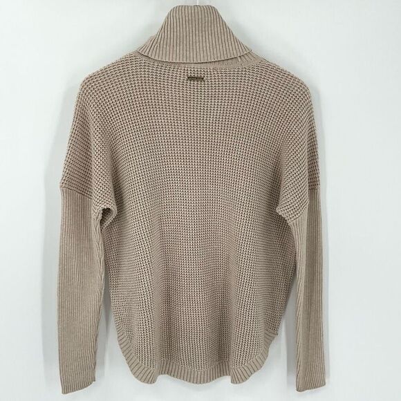 Michael Michael Kors Waffle Knit Long Sleeve Turtleneck Sweater Tan Women Small - Picture 2 of 6